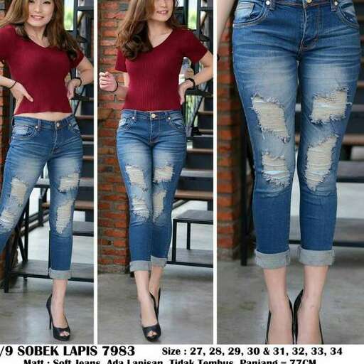 jeans with a red top