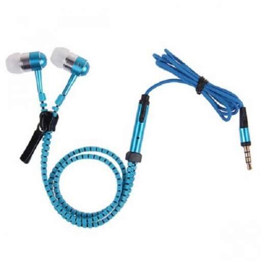a pair of blue and black headphones with a cord