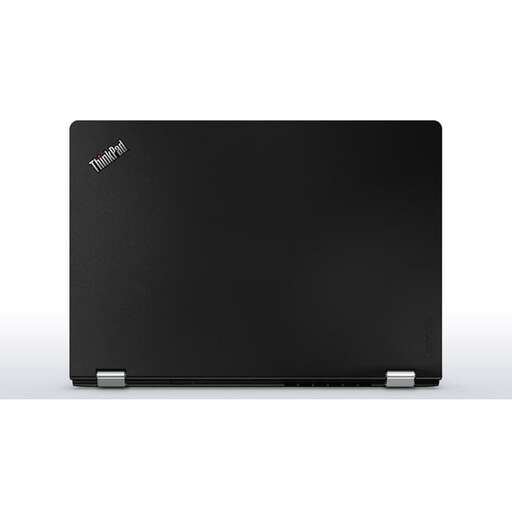 a black laptop computer with a blank screen.