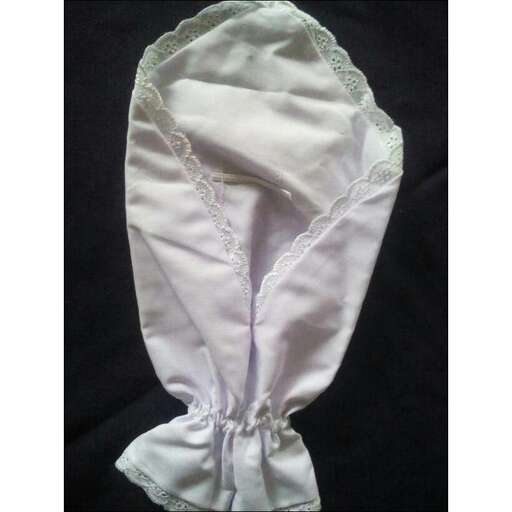 white silk scarf with a white bow