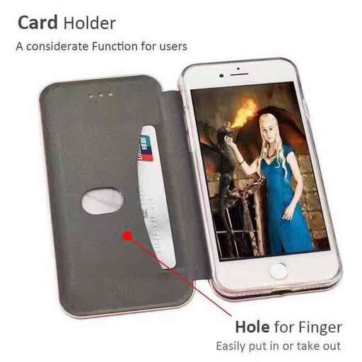 a phone case with a picture of a woman holding a cell phone.