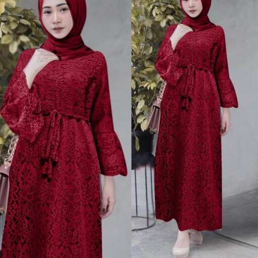 a woman in a red dress