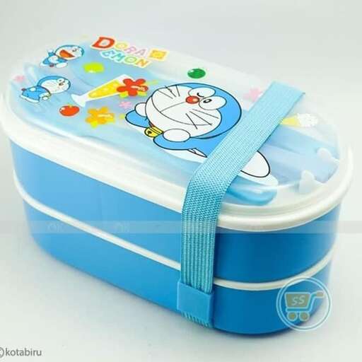 a blue and white diaper with a blue strap.