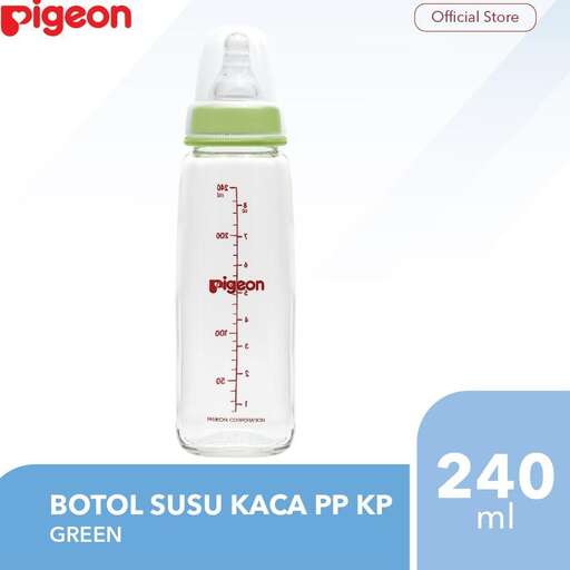 baby bottle with a green top