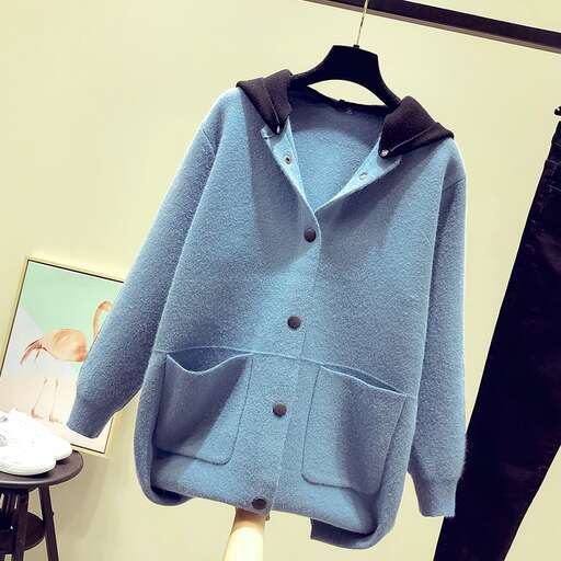 a blue sweater with a zipper