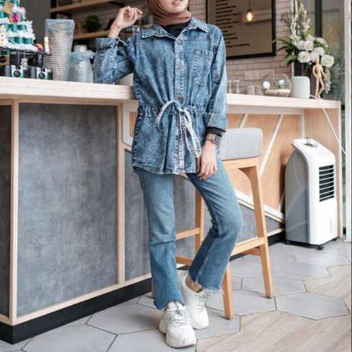 denim shirt with a denim shirt and sneakers