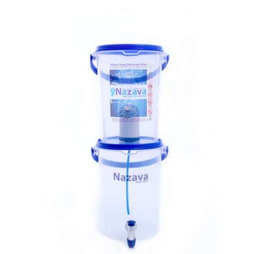 a water bottle with a blue lid