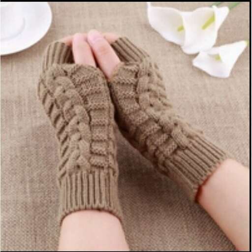 a knitted mittens made from a knitted fabric.