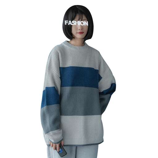 a knitted sweater with a striped pattern