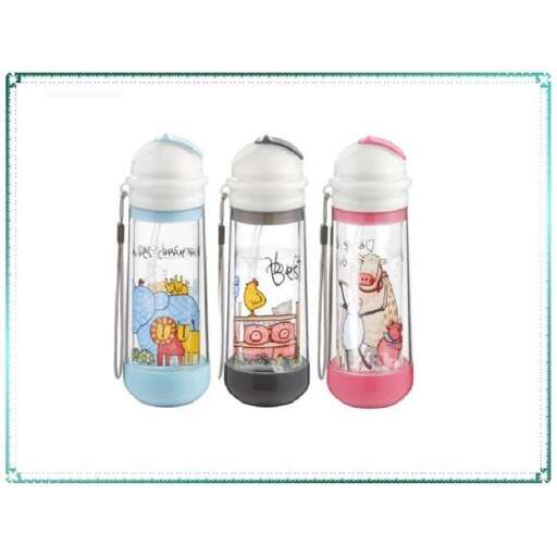 set of three water bottles with a cute design.