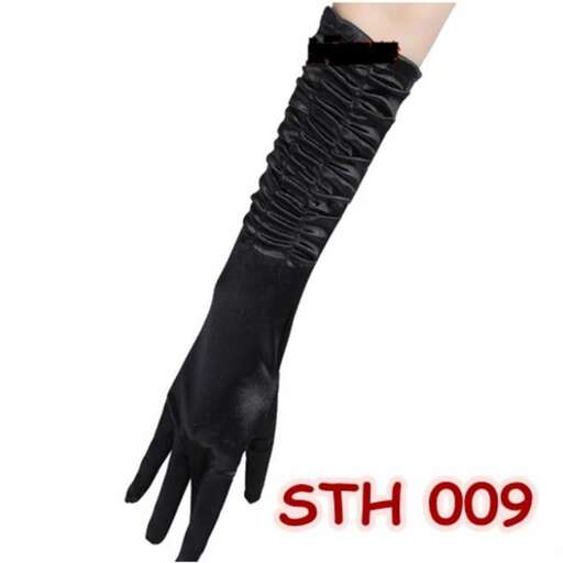 black leather gloves with a long sleeve