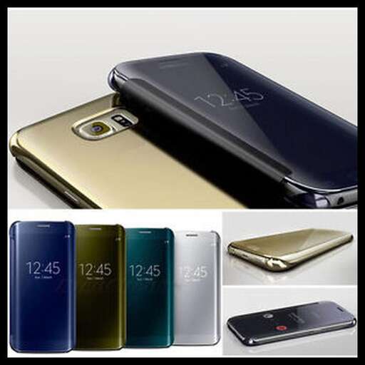 a cell phone and a gold case are shown.