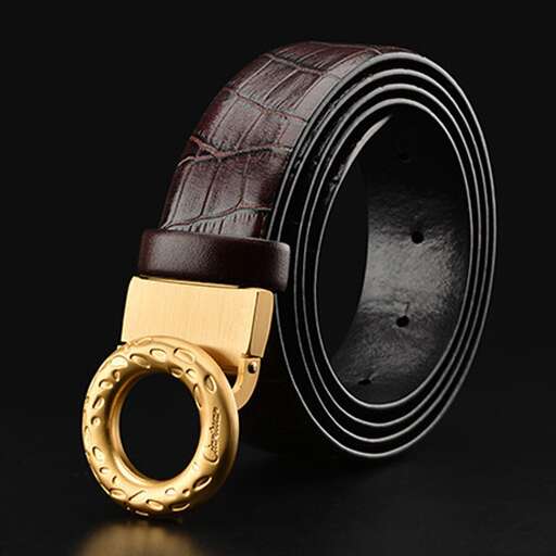 the ring is made of leather and gold.