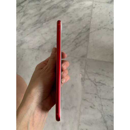 a hand holding a red pen in a case.
