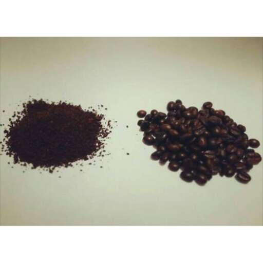 a small pile of coffee beans and a small pile of coffee beans.