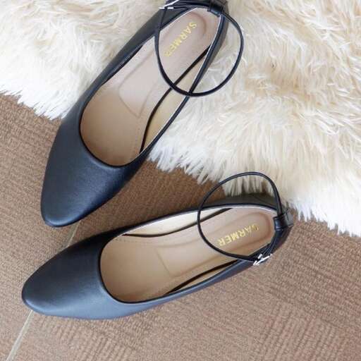 black satin slippers with a touch of laces