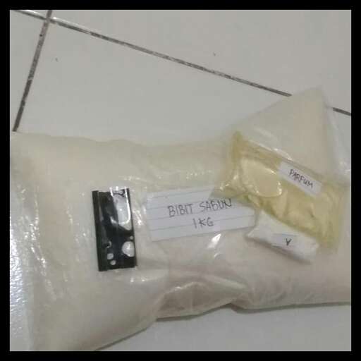 a bag of white material on a floor.