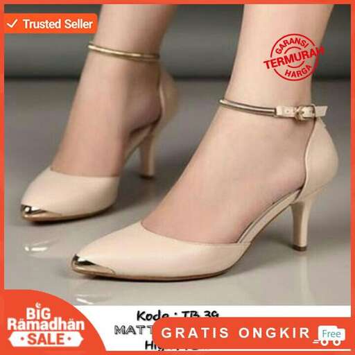 a pair of shoes with a heel