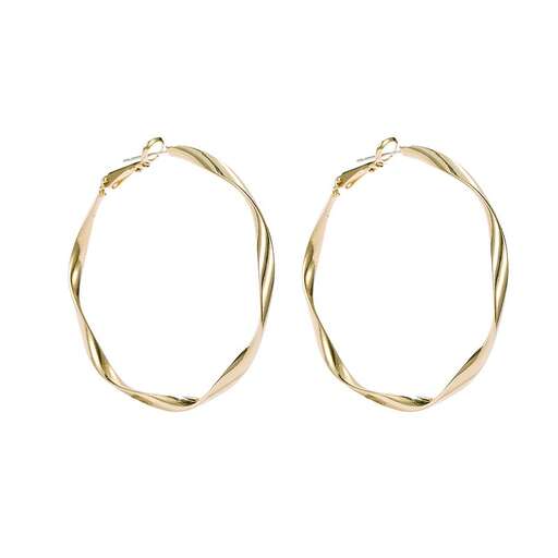 a pair of gold hoop earrings