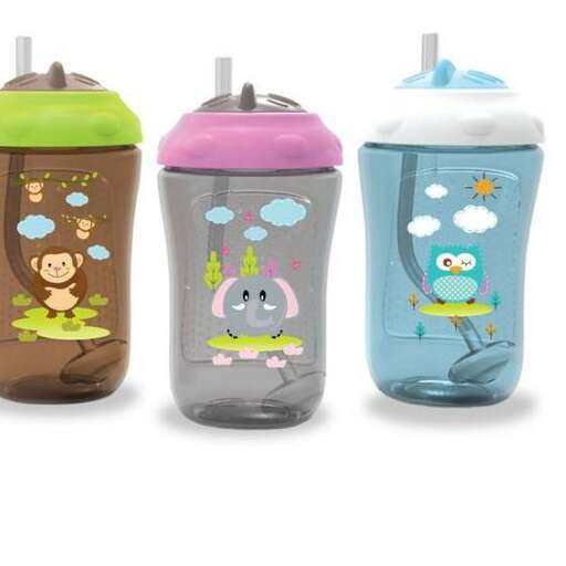 set of three - sided baby shower cup with a cute design.
