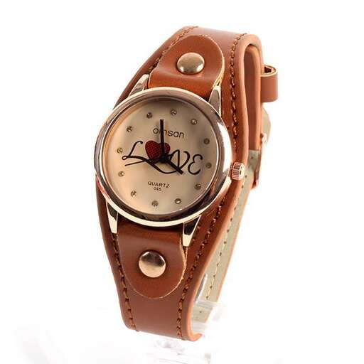 a brown leather watch with a dial and a dial.