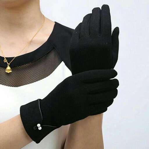 black gloves with a gold chain