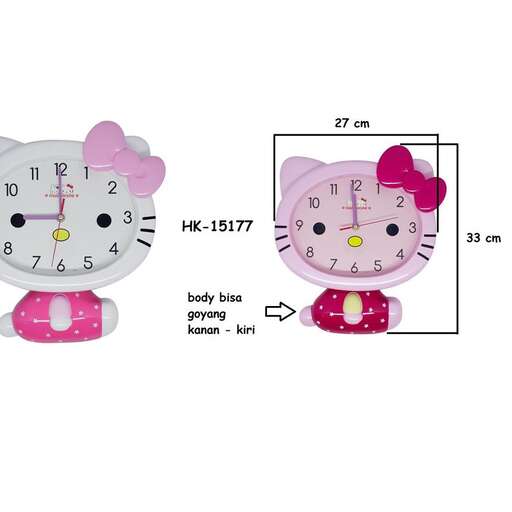 a clock with a hello kitty face and a clock