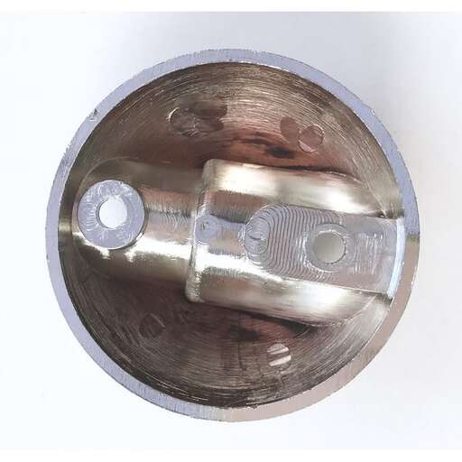 a silver bowl with a metal handle.