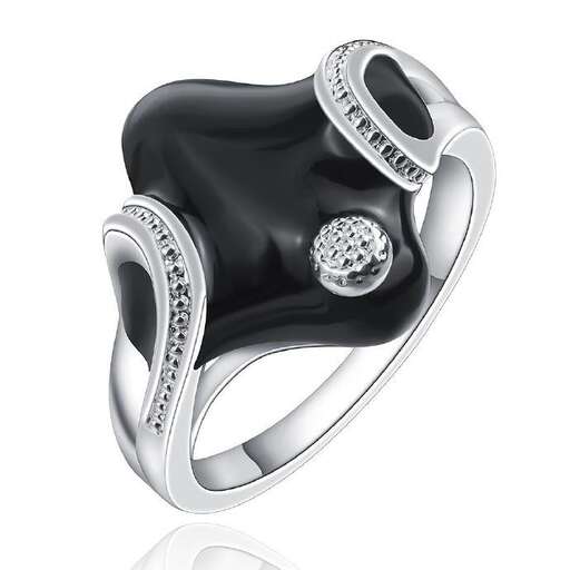 black leather ring with a diamond