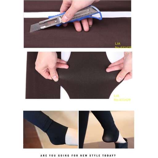 a woman is cutting a piece of black fabric.