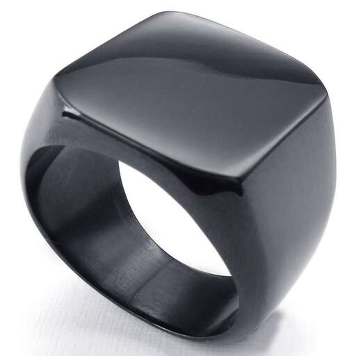 black ring with a black stone