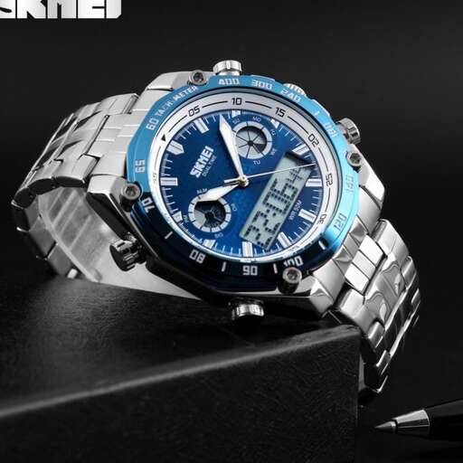 watch with a blue face