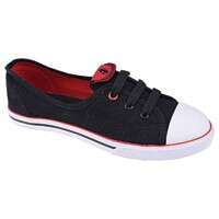 black and red all over shoes