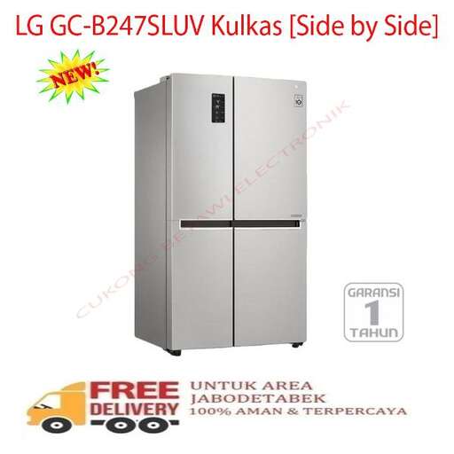 a refrigerator with a side view.