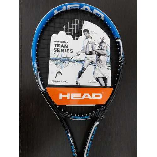 a tennis racket with a picture of a man on it.