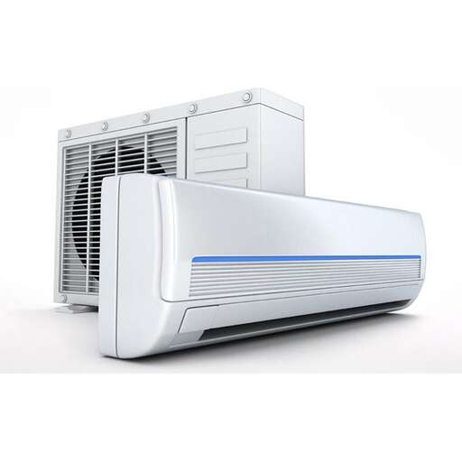 a white radiator with blue stripe running down the side.