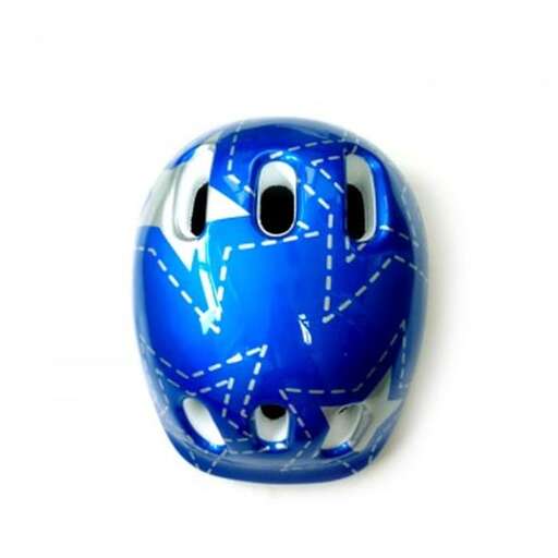 a helmet with a blue design