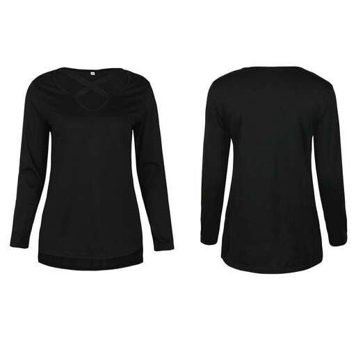 black long sleeve v - neck long sleeve top with a hoodie
