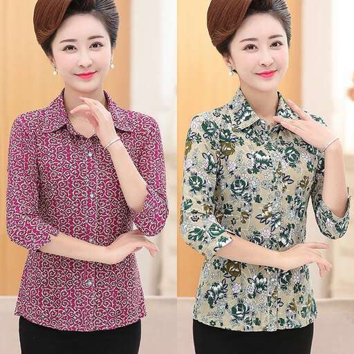 women in the pink and blue blouse