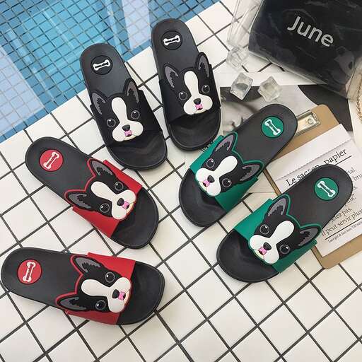 a pair of sandals with a message.