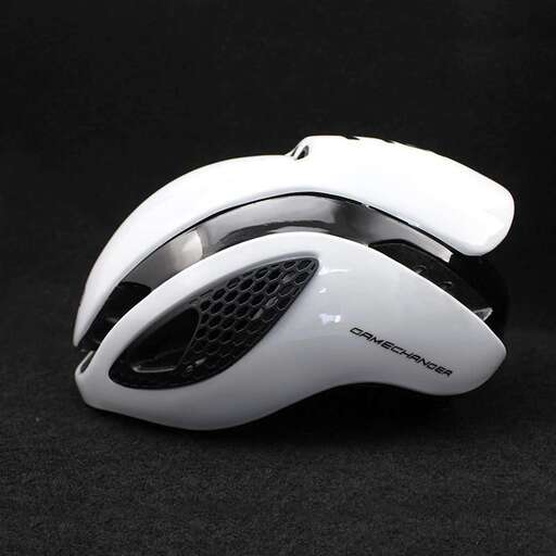 a white helmet with a black interior.