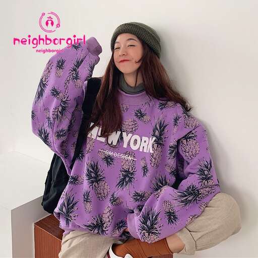 a girl in a purple sweater and a black jacket