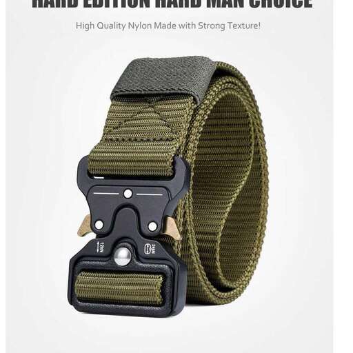a man's handmade leather belt with a camera strap.