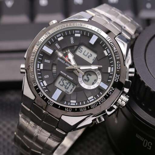 a watch with a black face and a black watch