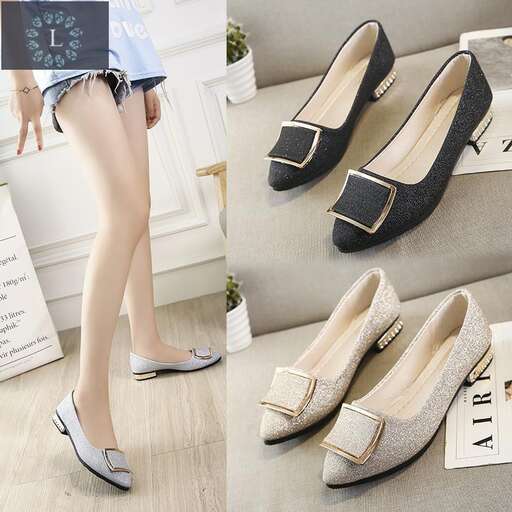 a pair of shoes with a skirt and a sign that says.