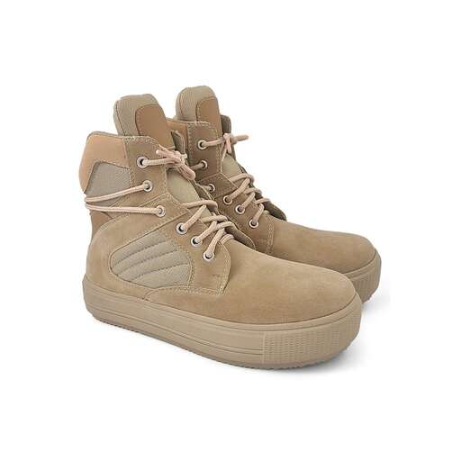 the boot is made from suede and has been designed to be worn with the boots.