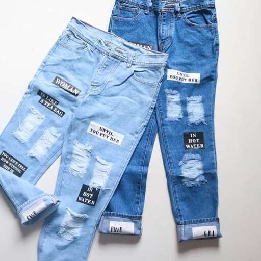 jeans with a label on them