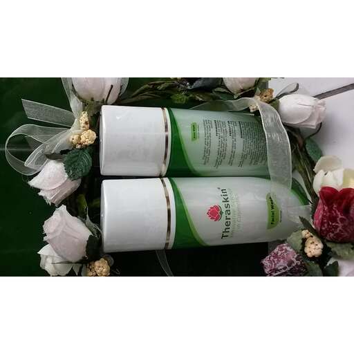 a bouquet of flowers and a bottle of shampoo.
