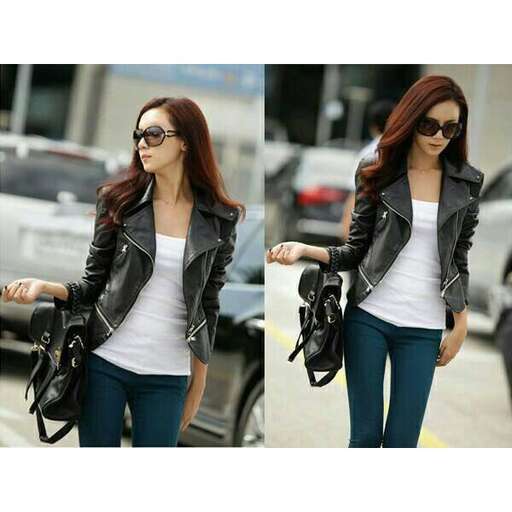 leather jacket with a white tee