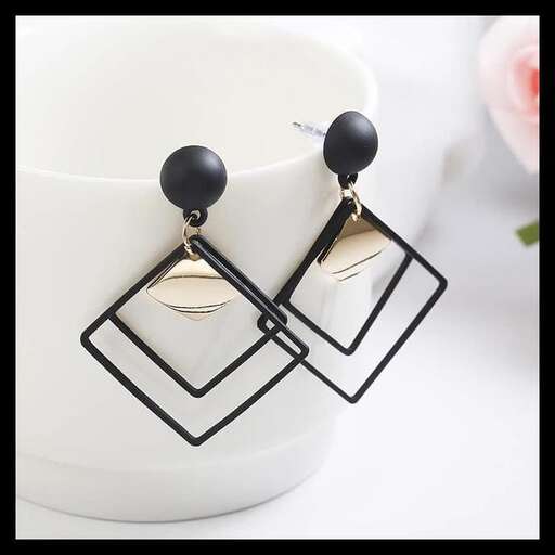 earrings in black and white